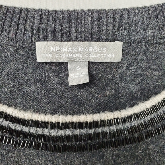 Neiman Marcus Cashmere Gray Beaded Cashmere Sweater Dress S - Picture 2 of 15
